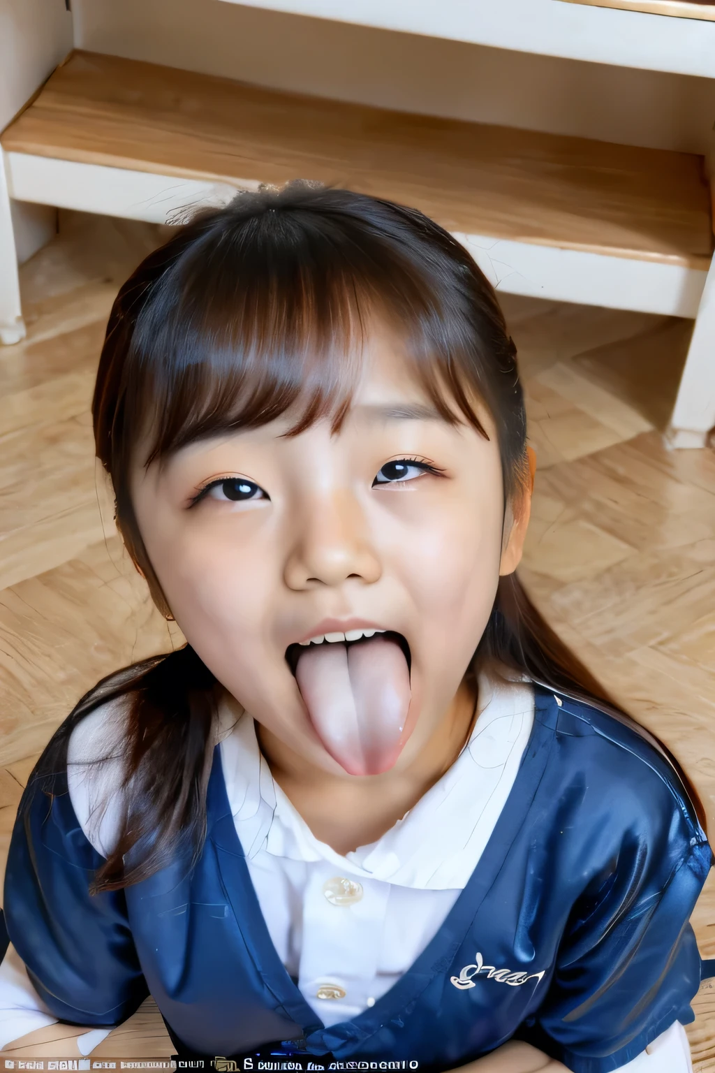 Korean,5 ,,woman,Show only the face,Eyes wide open, a scary smile,Open your mouth and eyes wide,stick your long tongue out of your mouth