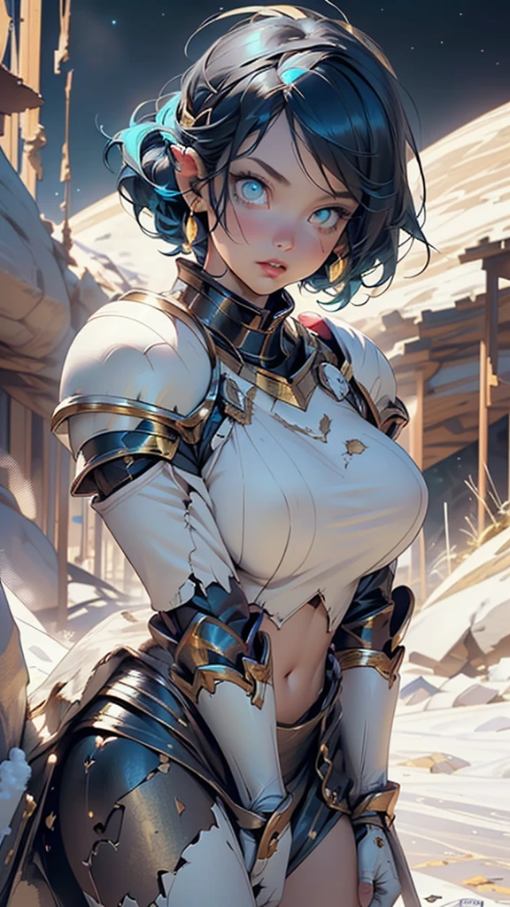 ((Clear glass elemental humanoid girl)), realistic fantasy:1.3, (body, glass:1.2),girl,1girl,(((1girl:1.5))),sehele style, (((dark elf))),
(large breasts:1.5),((military style hair:1.5, military cut hair,blue hair)),(((gold_eyes:1.3))),intricate eyes,beautiful detailed eyes,symmetrical eyes,(((smoldering eyes))),(spider lower abdomen,narrow waist,wide hip,athletic body,inflated legs,thick thighs),(((detailed face))),beautiful detailed lips,perfect face, pretty face,
cute,slutty,sensual,seductive look,seductive,((erotic)),opulent,sumptuous,(((nsfw))),
((huge shoulder pads:1.5)),(wide shoulders:1.4),(large biceps:1.5), (((white armor:1.5))),navel,((abs:1.2)),((pressed breasts together:1.4)), wide hips,(full lips:1.5),smooth soft skin,
dynamic and seductive pose,looking at viewer,embarrassed,centered,scale to fit dimensions,Rule of thirds,
((Fantastical Bridge Ancient:1.5, dark stone-built, Glowing blue:1.5)),((Starry sky,Unknown constellations)),(Night, Silence,Mystery),((Dark tones in the background)),((broken earth,asteroid field:1.5)),(jagged dark rocks boulders and debris shooting into the air:1.3),Extraterrestrial scenery,dark asteroid belt,surrounded by several dark asteroids glowing with fiery auras, vast and mysterious universe,cosmic landscape,mysterious planet,scenery:1.25,((intricate scenery)),(black background, stars that do not shine, sense of space),
(Glossy Ancient ornaments),highres,sharp focus,(ultra detailed,extremely detailed),(photorealistic artwork:1.37),(extremely detailed CG unity 8k wallpaper),(((vibrant colors,vibrant theme))),(intricate),(masterpiece),(best quality),artistic photography,(photography taken by sldr),(intricate background),perfect rendered face,perfect face details,realistic face,photo realistic,((intricate detail)),(((realism))),