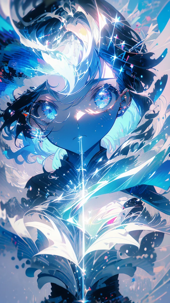 anime girl flying through the air with a blue and white dress with white round glasses, trending on artstation pixiv, splash art anime , zerochan art, pixiv contest winner, digital art on pixiv, guweiz on pixiv artstation, anime art wallpaper 8 k, clean detailed anime art, anime fantasy illustration, beautiful anime artwork, anime face, masterpiece, high quality, detailed face, realistic skin