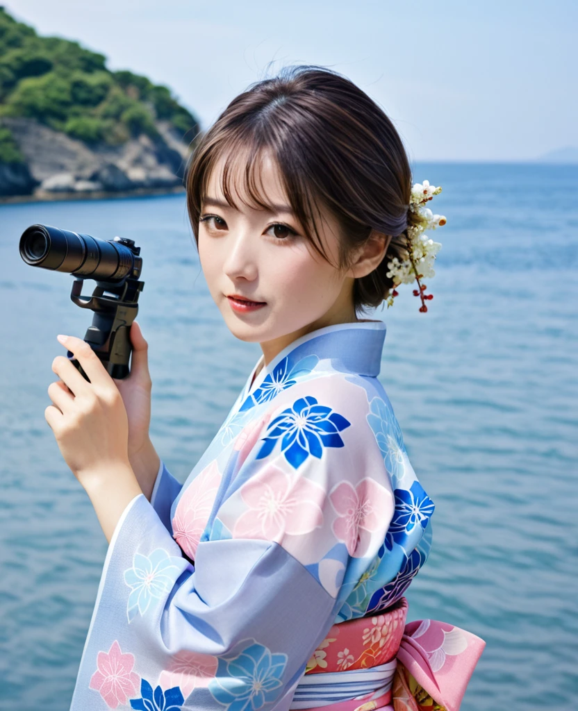 A woman wearing a see-through yukata、Shooting on the edge