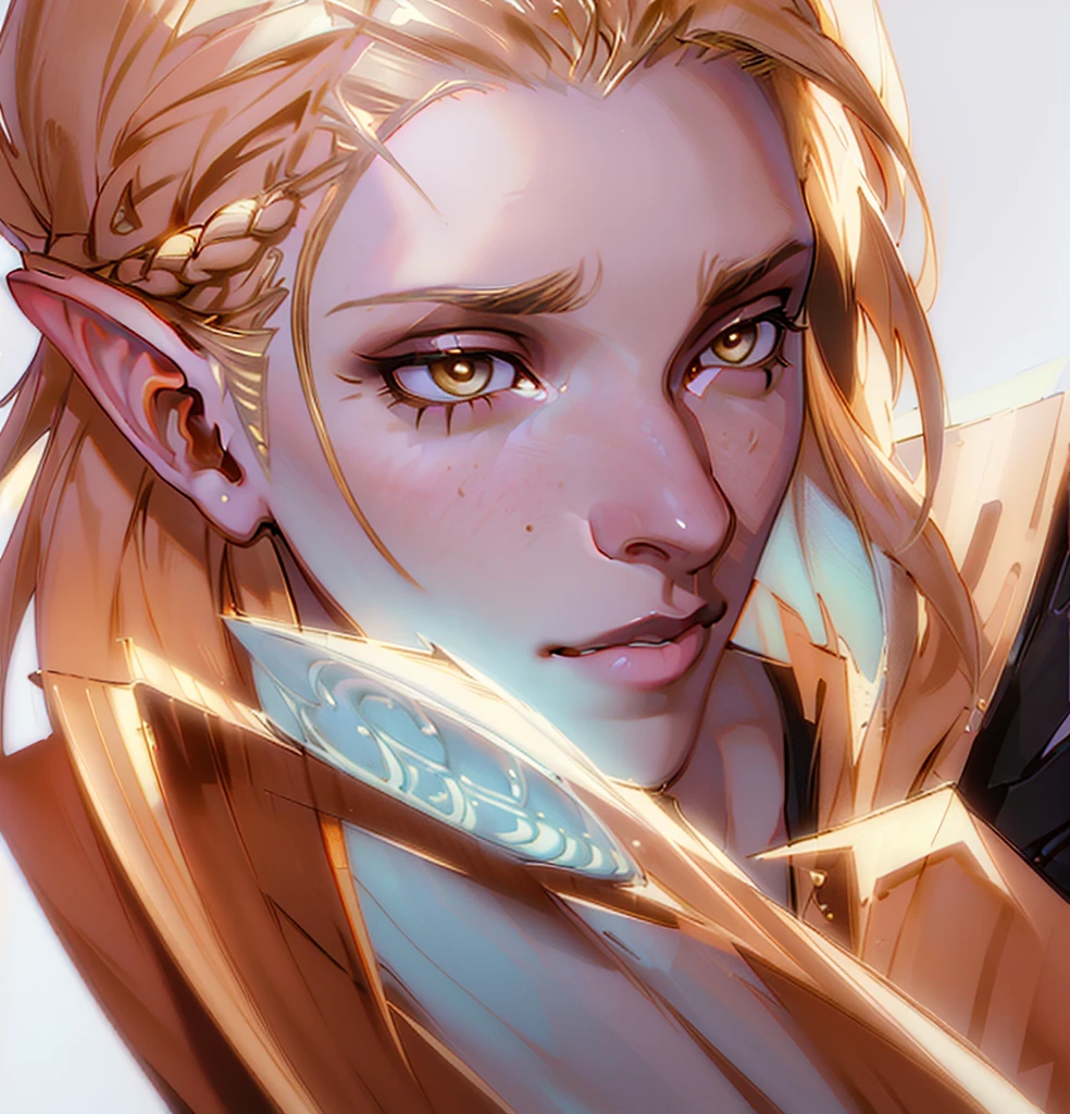 (Highest quality, masterpiece, Very detailedな, Very detailed, Exquisite, 16K,Full HD),No text,Golden Hair,zevran,male、White background