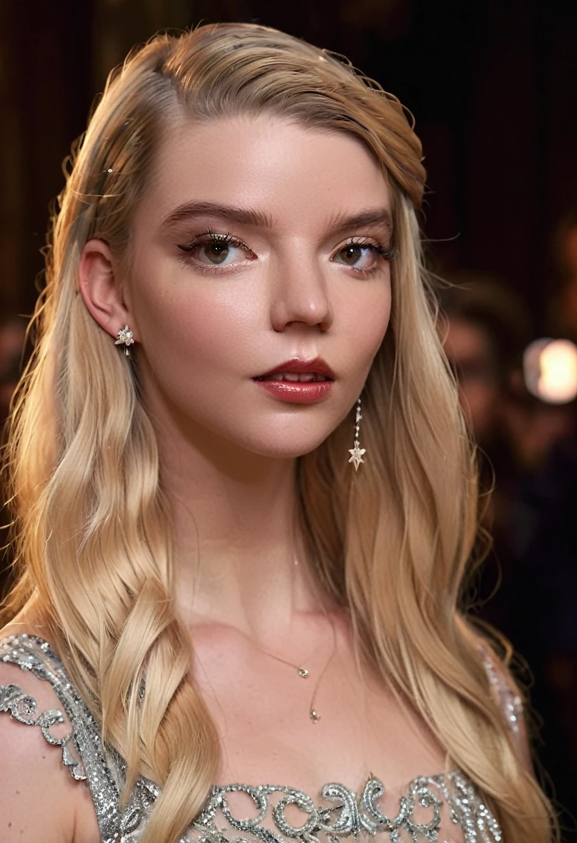 anya taylor joy, blonde long hair, last night in soho,volumetric lighting,masterpiece, highly detailed skin,pores,cinematic,add_detail, 4k, hd