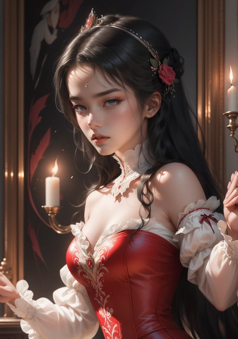 { - anatomy error}(Masterpiece - Ultra-detailed, very high resolution) Prepare to be enchanted by a true masterpiece that combines ultra-detailed art with high-resolution rendering. This work depicts a mesmerizing woman with long black hair (1.3) and captivating pink eyes (1.2), emanating an aura of elegance and mystery in Victorian environments. Intricate details and realistic textures invite you to explore every aspect of this enchanting composition.. Woman wearing a beautiful classic Victorian costume from the year 1878. Red lips. happy face. smiling. offwhite (offwhite) don. dancing lightly, dynamic poses. Get ready to dive into a world where beauty and craftsmanship merge perfectly.
