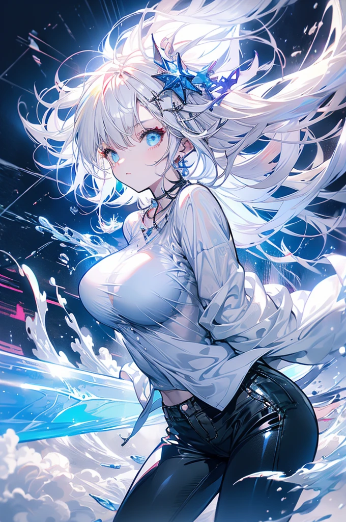 White hair and light blue eyes gem