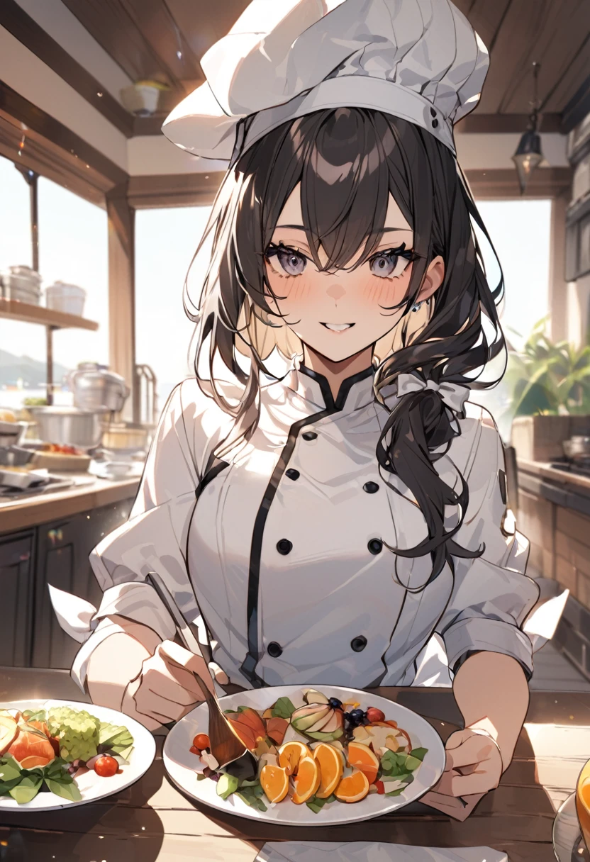 cooking, ( inoue takina, ), (cinematic lighting),