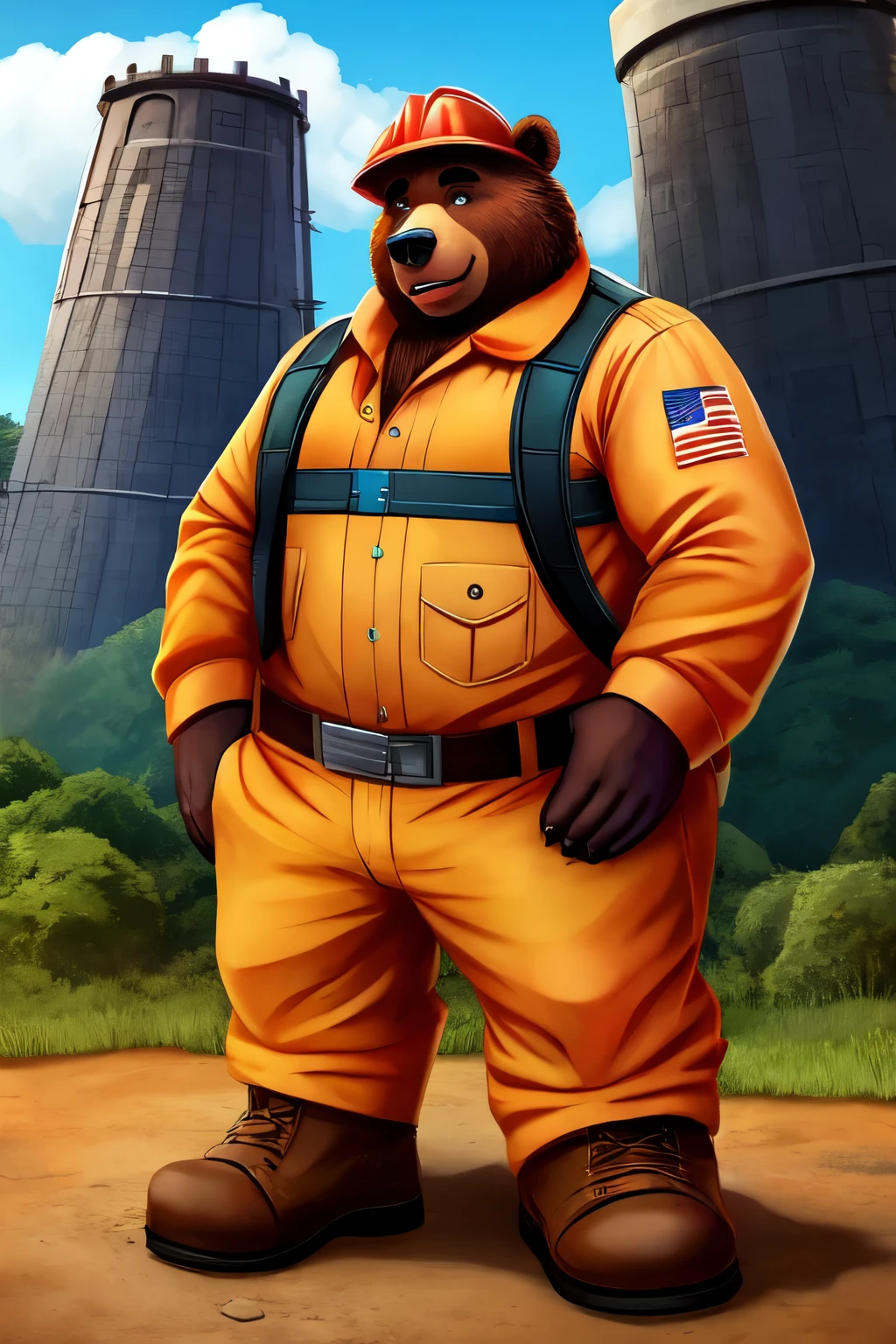 A bear dressed as an engineer