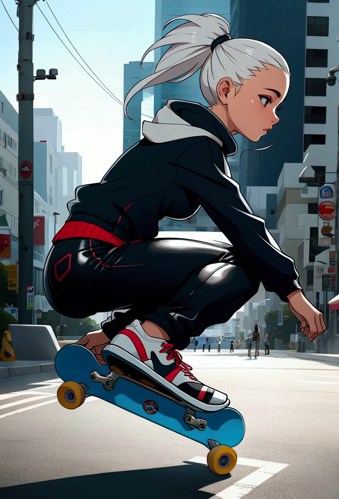 girl riding a skateboard
