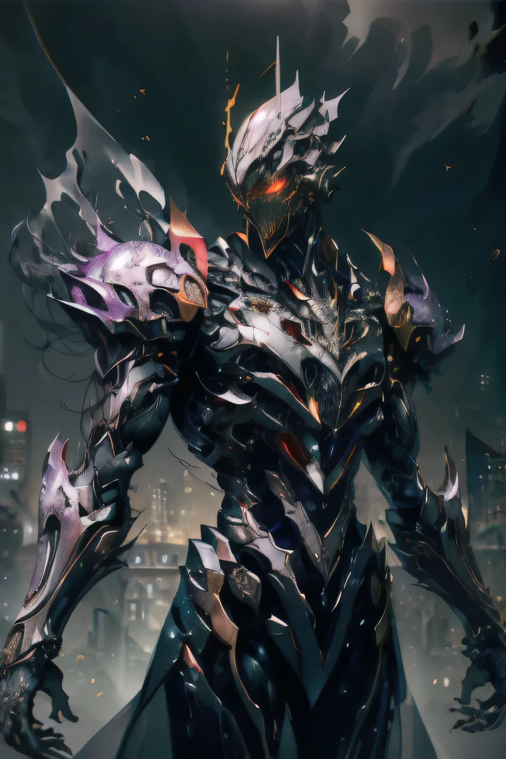 1 Japanese boy, warframe, Complex patterns, heavy metal, Energy Line, Faceless, Glowing eyes, elegant, intense, blood red and black uniForm, Solitary, modern, City, street, dark clouds, thunderstorm, Heavy rain, Dramatic Lighting, (masterpiece:1.2), best quality, high resolution, beautiFul detailed, Extremely detailed, perFect lighting,(Full body, (Dynamic poses), Action poses), (Edge lighting, Studio Lighting, Distant moonlight, night, bloom), (Movie, best quality, masterpiece, Ultra HD Textures, Very detailed, Surrealism, Intricate details, 8k, Reality, Concept Art, Painted landscapes, Autodesk Maya, Vray rendering, Ray Tracing, HDR), (digital SLR camera, Full Frame, 16mm Focal length, F/8 aperture, Dynamic perspective, Dynamic Angle, Golden Ratio, Wide-angle photography, wide Field oF view, deep depth oF Field, Zoom out) Technical clothing, City Samurai 3D, Realistic cyber helmet