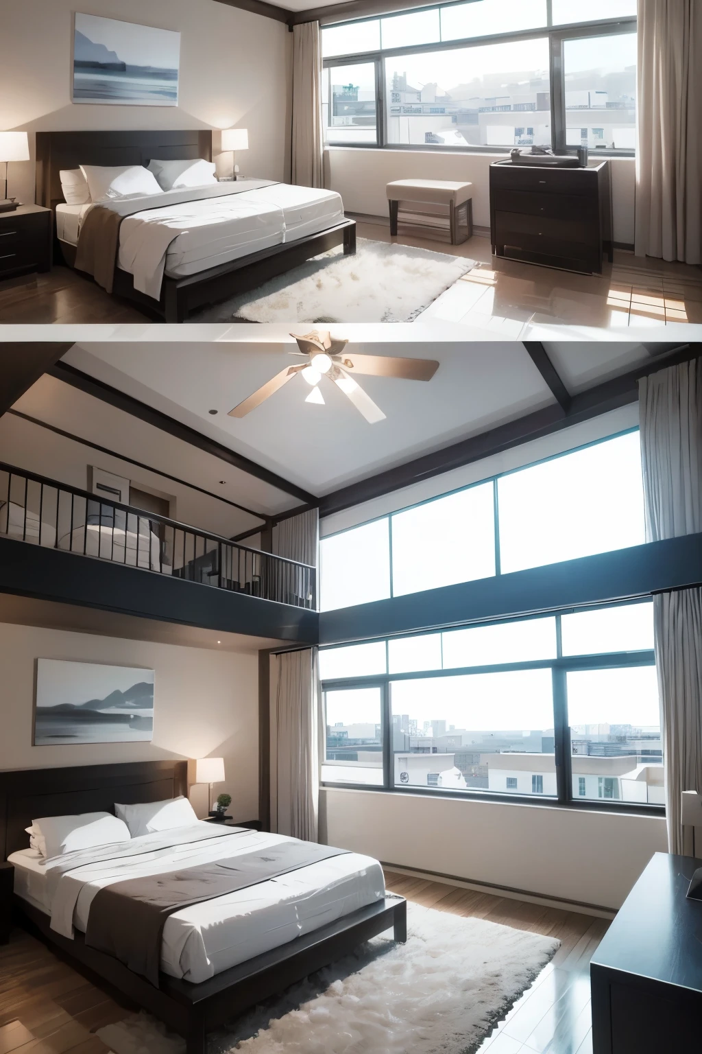 Two-story architectural design, featuring a spacious and modern layout with two bedrooms. The exterior boasts a sleek and contemporary design, with clean lines and large windows that allow for an abundance of natural light. The ground floor features an open-plan living area, complete with a modern kitchen and dining area, as well as a cozy lounge area with a fireplace. The second floor houses the two bedrooms, each with ample space and large windows, offering beautiful views of the surrounding area. The master bedroom boasts a luxurious en-suite bathroom with a large soaking tub and a separate shower, while the second bedroom is equally spacious and comfortable, with its own en-suite bathroom. The design features