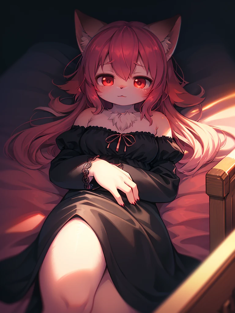 onbed,Fluffy,femele,NSFW,don't have clothes,Has small wings,The whole is black and red,The belly is white,Spread your legs,adolable,Thin,Stick out your tongue,Fox Clan,There is love in the eyes,There is saliva,The hand was pinched,The ears are pulled down ,(There is a mobile phone in the lower left corner to take a picture),(Single),duck sitting,Shed tears