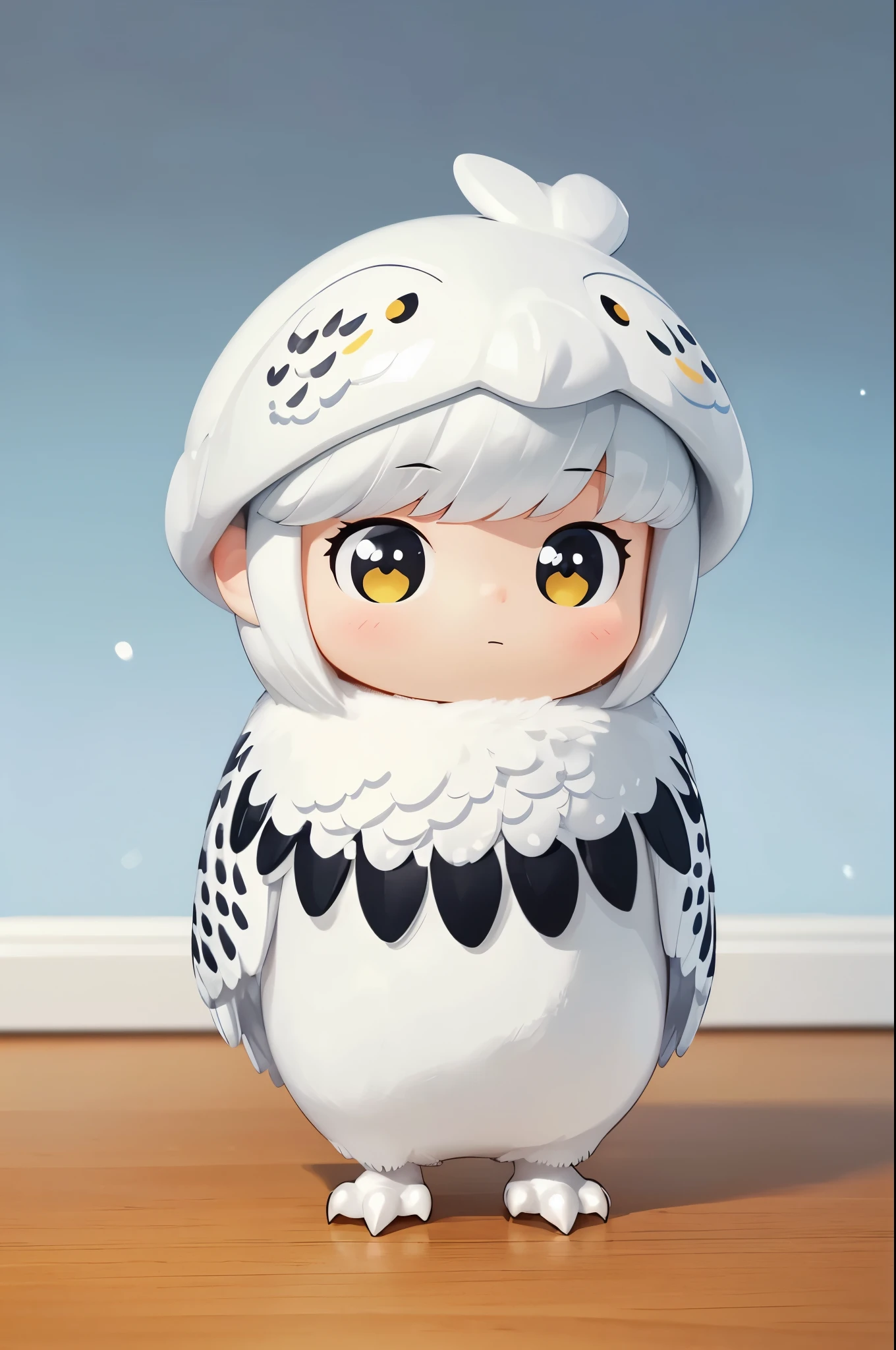 (masterpiece:1.2, Highest quality,High resolution,Super detailed),(An illustration),8k,wallpaper,Snowy owl mascot,cute,A charming face