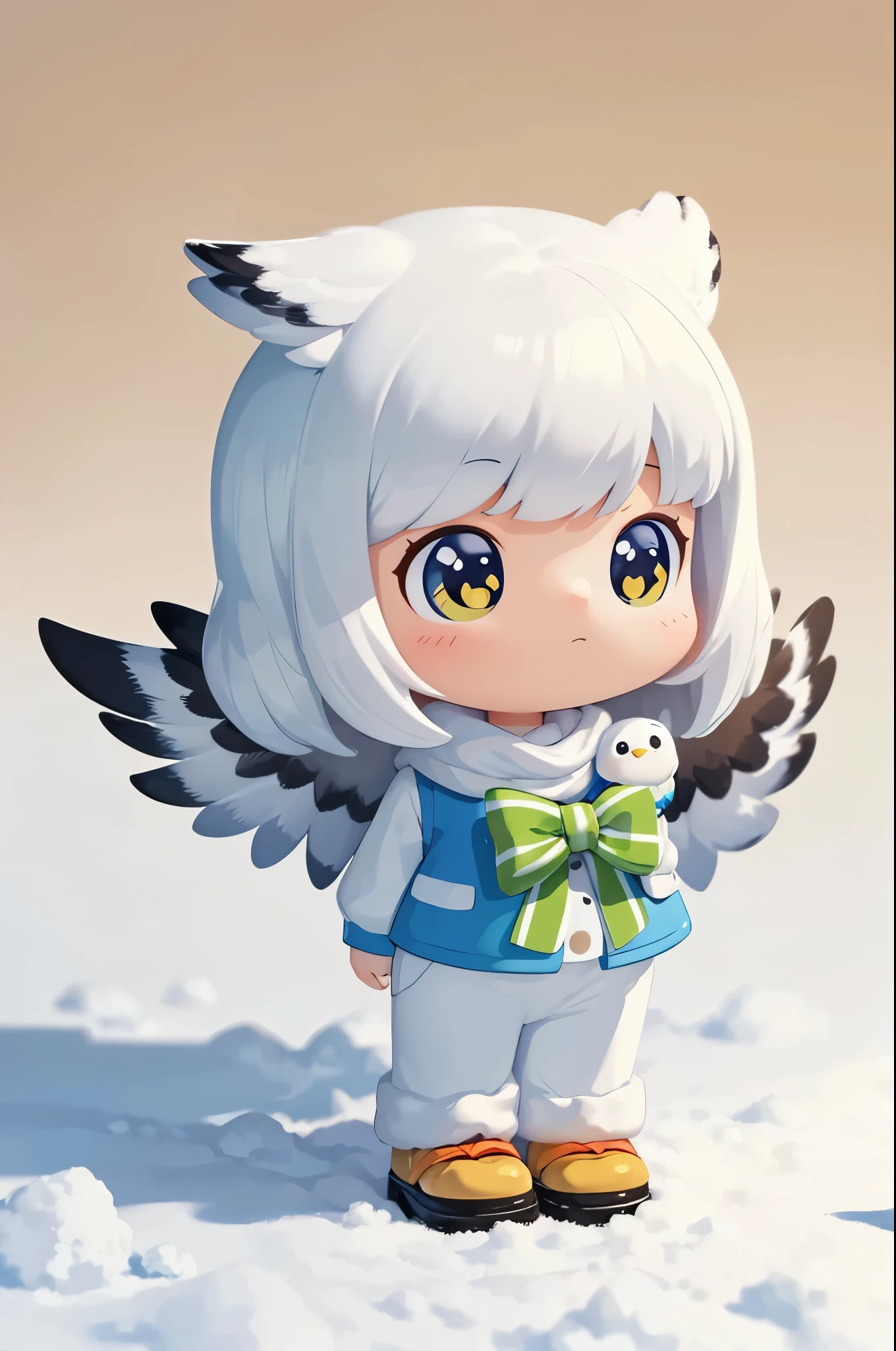 (masterpiece:1.2, Highest quality,High resolution,Super detailed),(An illustration),8k,wallpaper,Snowy owl mascot,cute,A charming face