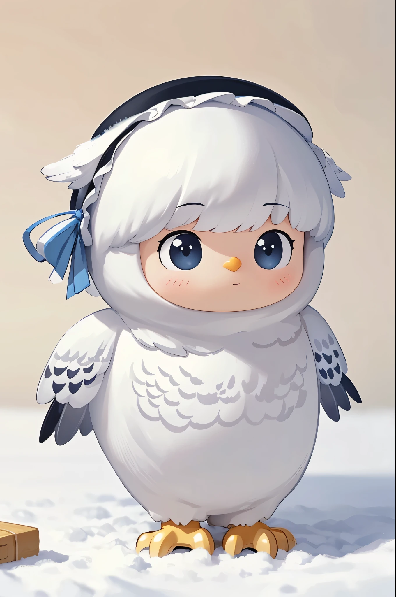 (masterpiece:1.2, Highest quality,High resolution,Super detailed),(An illustration),8k,wallpaper,Snowy owl mascot,cute,A charming face
