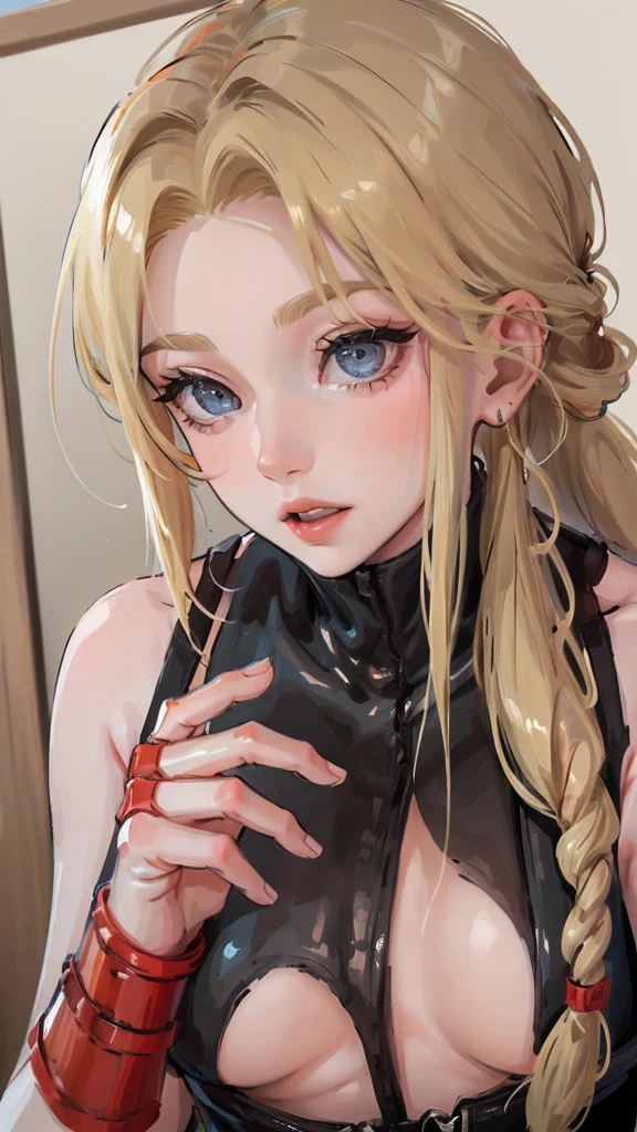 ((masterpiece,best quality)),1girl,beautiful detailed eyes, detailed face, blonde,long hair,small sized breasts, showing perfect ass, half naked.