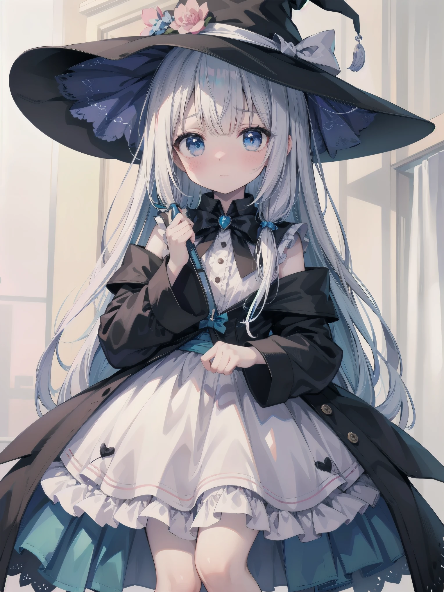 🎶, (🧙♀️), ✡, ✨(black hat), , Alice in Wonderland, Alone, very beautiful, cute, adorable, embarrassed, alone, blue eyes, white skin、look at viewer、looking up,kawaiitech, pastel colors, kawaii, cute colors,Alice in Wonderland, alone, very beautiful, cute, adorable, embarrassed, alone, blue eyes, white skin,skirtlift