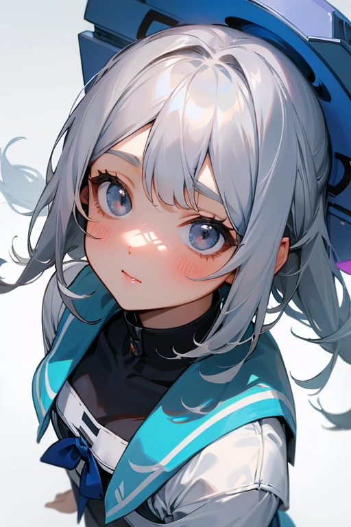 Gray Hair、cute、beauty、high school girl、Looking up、