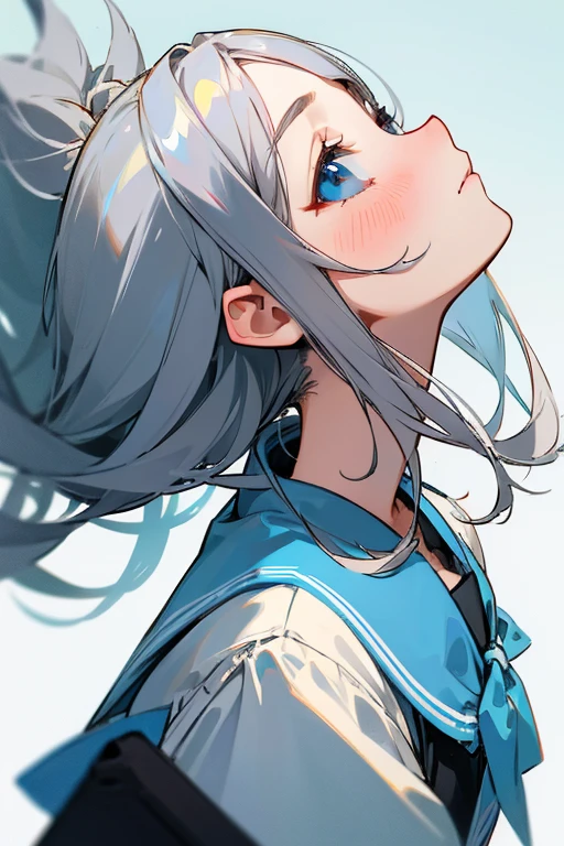 Gray Hair、cute、beauty、high school girl、Looking up、