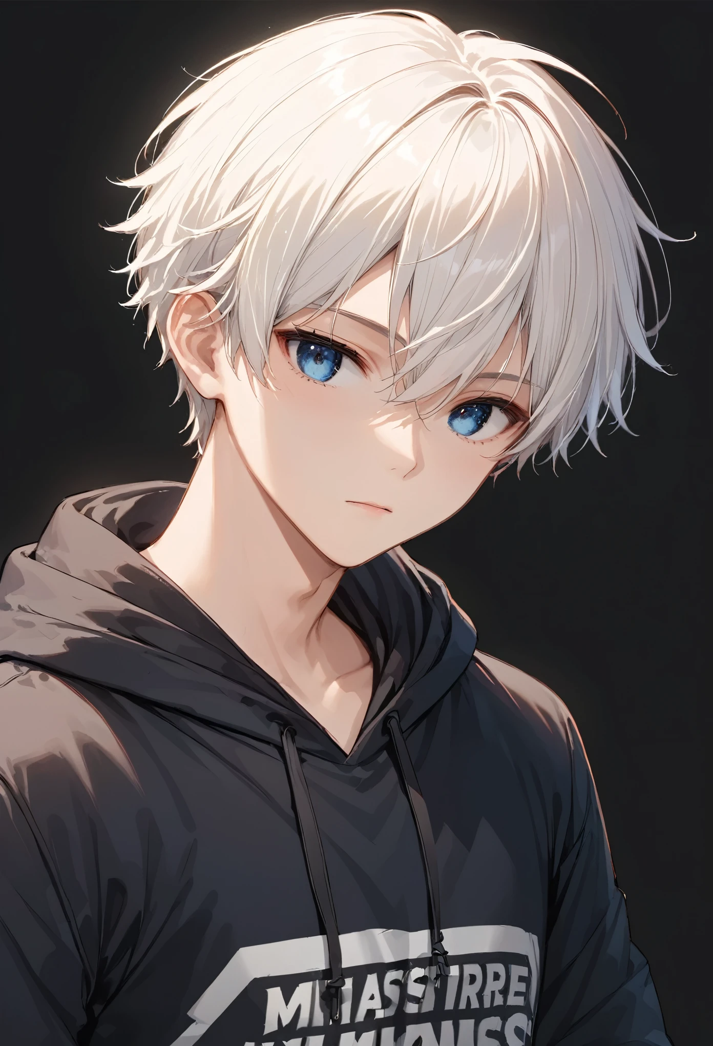 score_9, score_8_up, score_7_up,source_anime, high res image,masterpiece,best quality,anime boy,white hair,blue eyes,black hoodie,simple background,1boy,