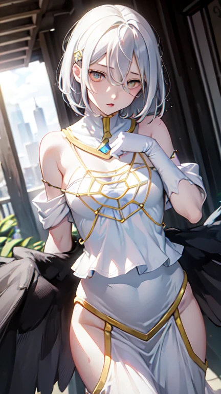 1 girl, (solitary:1.2), ((masterpiece)), Slim, , Pale skin, ((Exquisite eyes)), (Bokeh effect), Sweat, (Dynamic Angle),White hair, short hair, Bare shoulders,he'clavicle, armpit, (External), Smile, School cafeteria, Thong,sports shoes,White knee socks,running,Beautiful breasts、Huge breasts:1.4,Full breasts,White Girls Sports,high resolution,Extremely detailed,Fraction,Slim腿,Beautiful breasts、Huge breasts:1.4,Full breasts修长性感的双腿, Put your hands behind your head((Clear nipples))、Rocket , (Large Breasts),(because I'Thin) , short and small . Smooth skin . Plain white T-shirt . shorts . Dynamic poses .