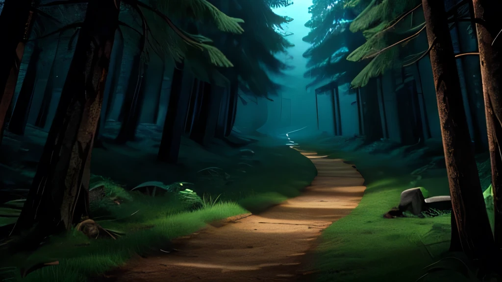 In the dark forest、forest、Mountain trail、Scary atmosphere、