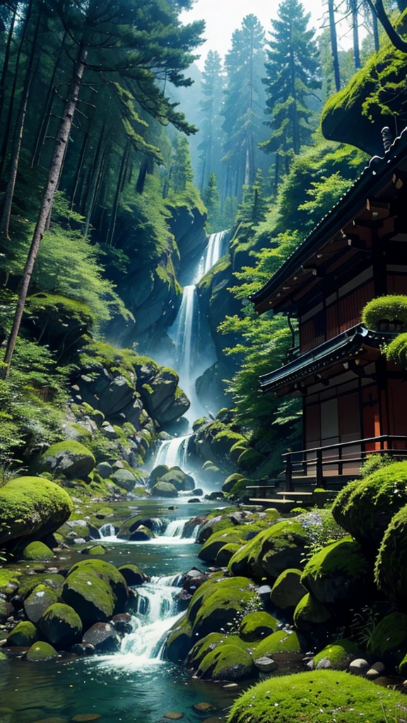 jpn、(mont、(In the deep forest、mosses)、falls、disturbing atmosphere)、shrines