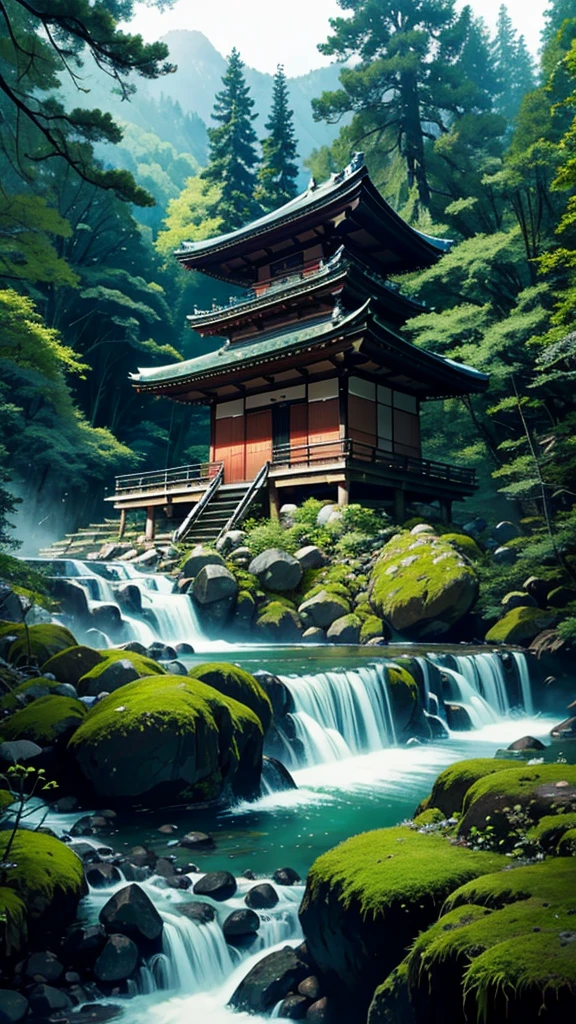 jpn、(mont、(In the deep forest、mosses)、falls、disturbing atmosphere)、shrines