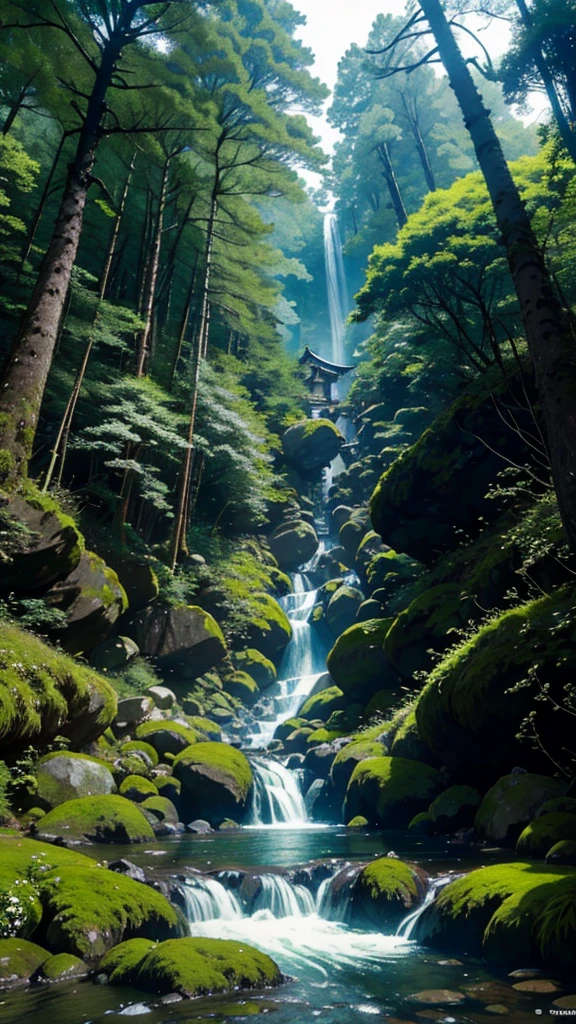 jpn、(mont、(In the deep forest、mosses)、falls、disturbing atmosphere)、shrines