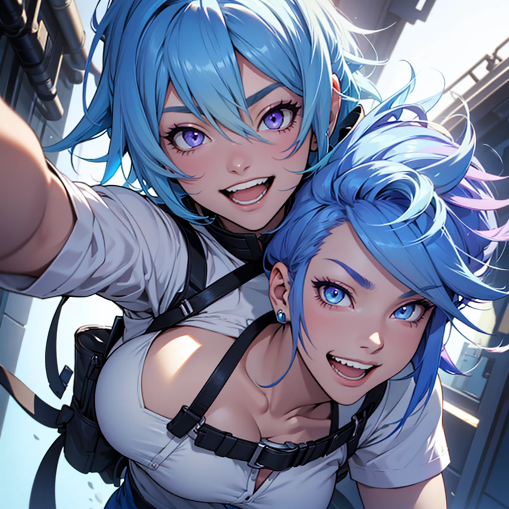 solo, One girl, High resolution, Shortcuts, Blue Hair,
Gradient color hairstyle, Inner Color, Light blue hairLarge breasts, smile, blue eyes, Purple eyes, laughing, Odd Eye,