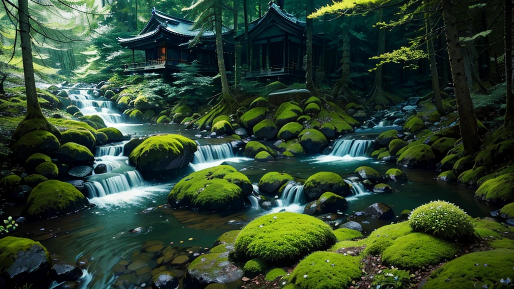 jpn、(mont、(In the deep forest、mosses)、falls、disturbing atmosphere)、shrines