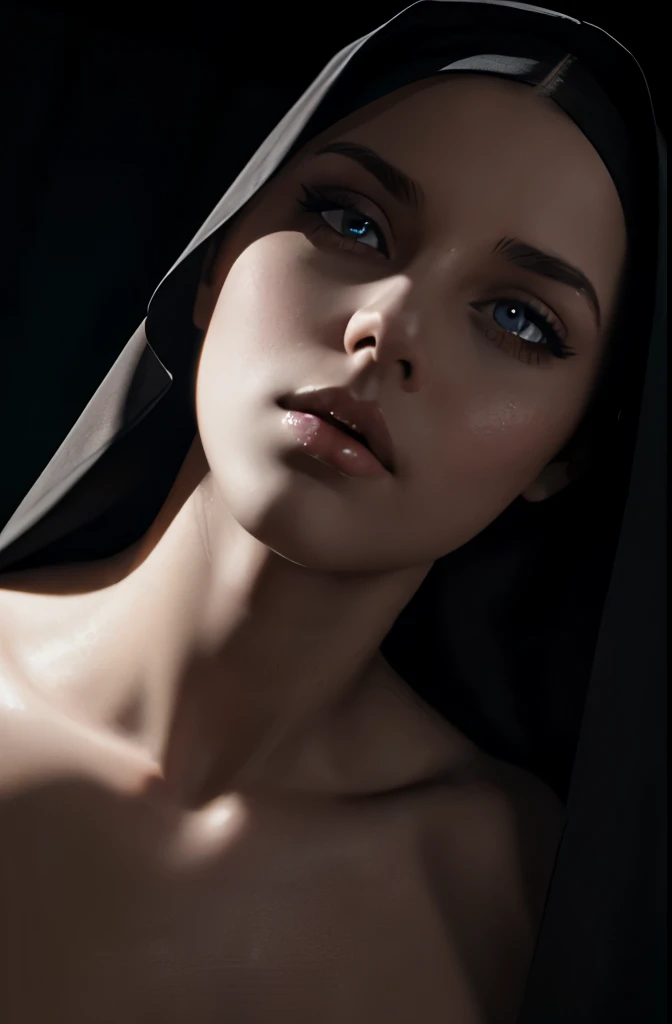 a young christian nun, beautiful detailed eyes, beautiful detailed lips, extremely detailed eyes and face, longeyes lashes, hands and mouth pleasuring erect penises of naked men, religious, controversial, dramatic lighting, chiaroscuro, dark, moody, cinematic, digital painting, hyper detailed, 8k, best quality, masterpiece