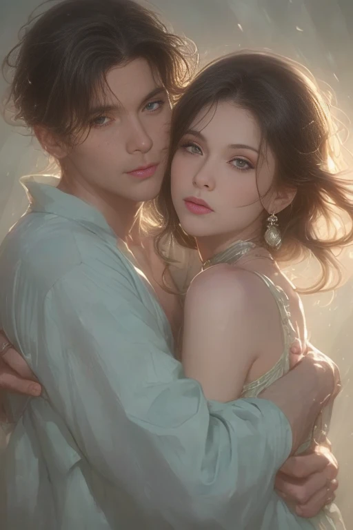 High-quality images of couples: blond man (Tall、Statue-like、Handsome and、Brave young man、Blue eyes、Curly golden hair、Wearing a grey antique military uniform) A woman with black hair (long straight black hair、Long Bangs、Blackberry eyes、A beautiful young femme fatale、naked、PRİNCESS、Hugging。They are in love with each other。Created by Boris Vallejo「Ideal Anatomy」The sketch of、It is characterized by being very detailed.。masterpiece、Detailed study of the face、Beautiful Face、Features of Beautiful Face、Perfect Image、Realistic shots、Detailed study of the face、Full body image、8k、Detailed Images、Highly detailed illustration、A true masterpiece of the highest quality、Careful drawing。Bare Skin、Gown and naked watercolor、
黒のパンティ、ヒール