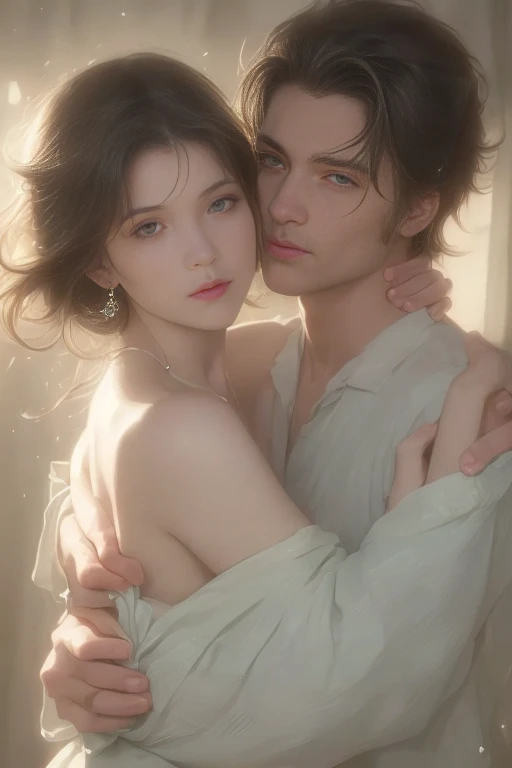 High-quality images of couples: blond man (Tall、Statue-like、Handsome and、Brave young man、Blue eyes、Curly golden hair、Wearing a grey antique military uniform) A woman with black hair (long straight black hair、Long Bangs、Blackberry eyes、A beautiful young femme fatale、naked、PRİNCESS、Hugging。They are in love with each other。Created by Boris Vallejo「Ideal Anatomy」The sketch of、It is characterized by being very detailed.。masterpiece、Detailed study of the face、Beautiful Face、Features of Beautiful Face、Perfect Image、Realistic shots、Detailed study of the face、Full body image、8k、Detailed Images、Highly detailed illustration、A true masterpiece of the highest quality、Careful drawing。Bare Skin、Gown and naked watercolor、

黒のパンティ、ヒール