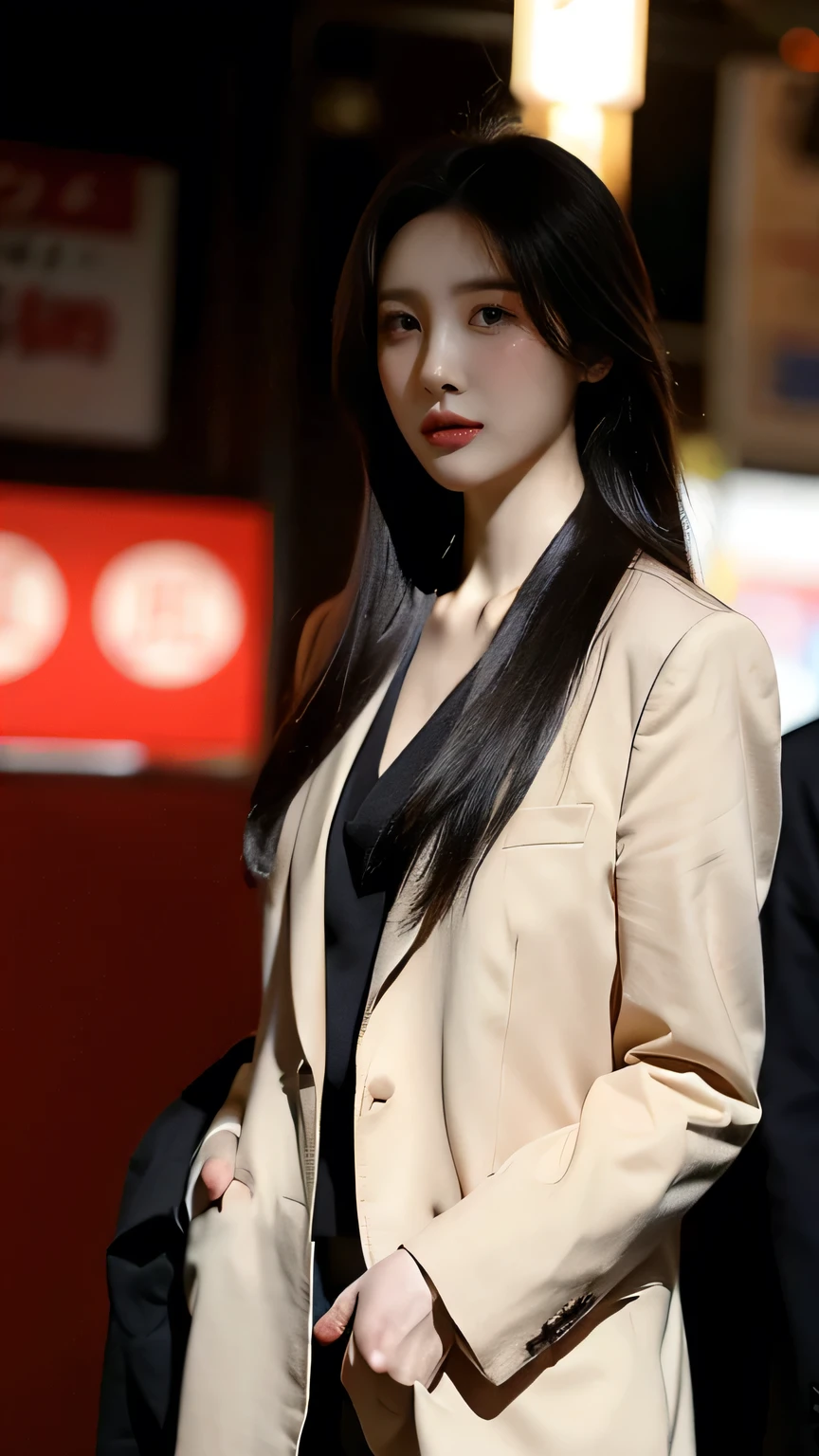 long hair, woman, suit, slender, 25 years old, Japan person