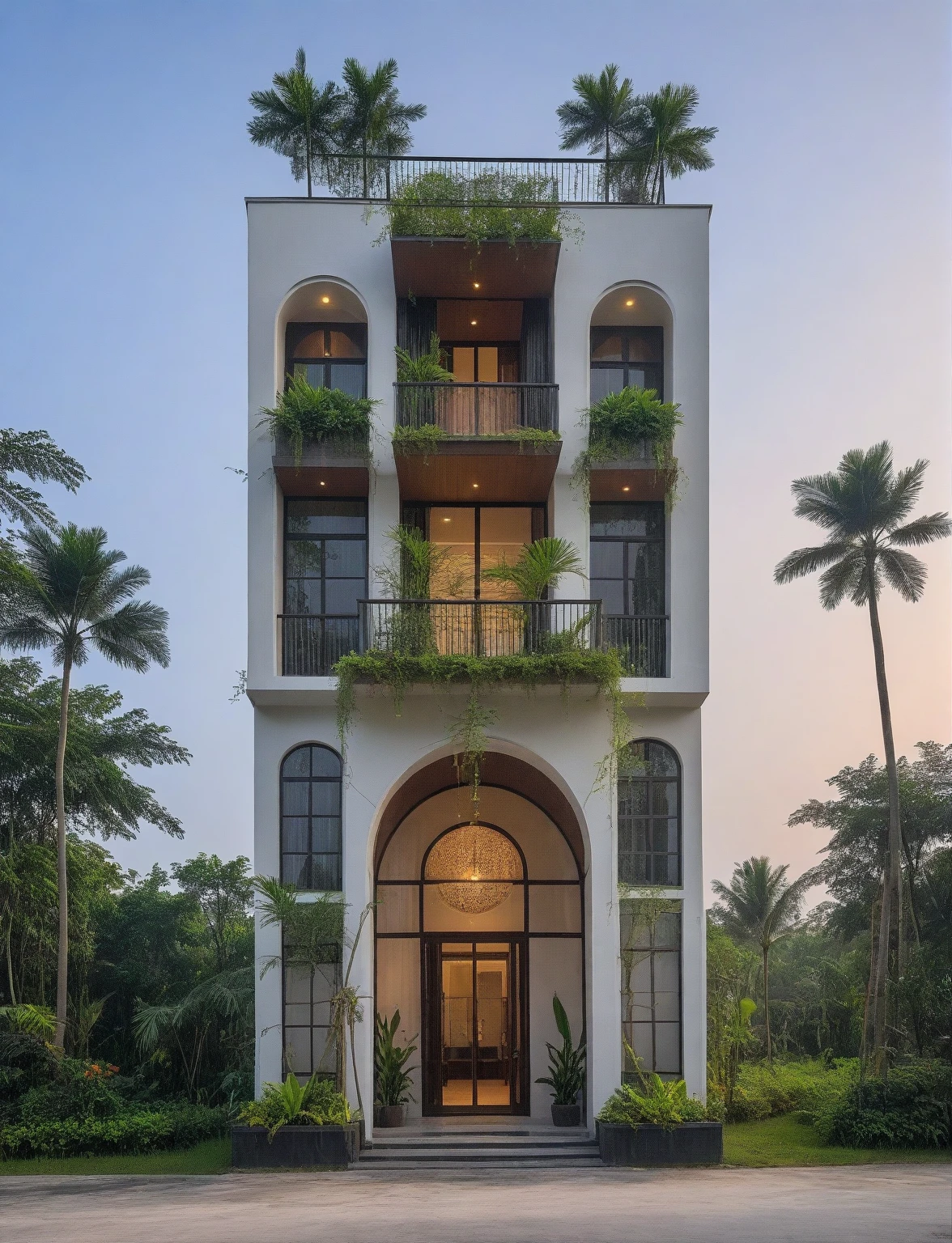 headquarter of Local caft Resort , coconut trees, greenery landscape, along the white beach, clear sky, sunrise time, warm lighting RAW Photo, RAW texture, Super Realistic, 32K UHD, DSLR, soft lighting, high quality, film rating, Fujifilm XT3 