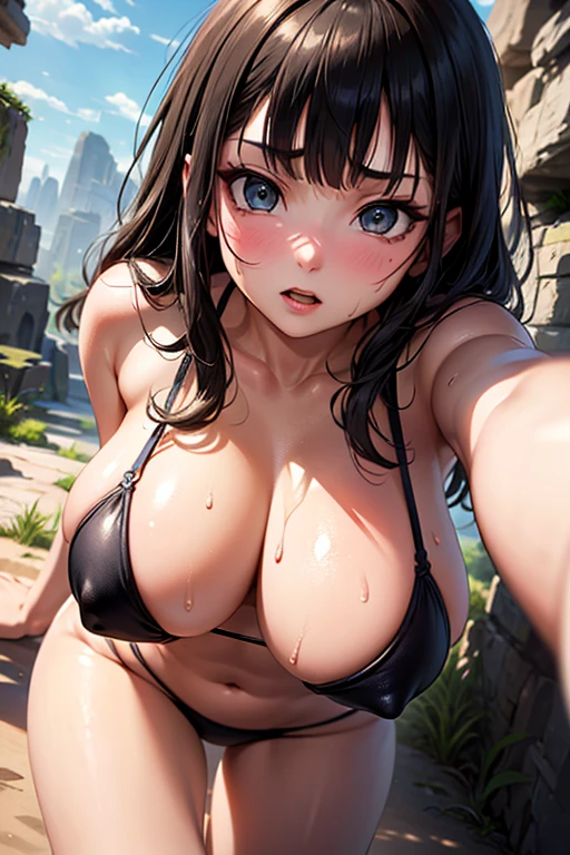masterpiece, Highest quality, Unreal Engine, Super Resolution, Very detailed,
Beautiful woman, May, alone, blunt bangs, bangs, Long black hair, Vivid expression, Healthy Body, Beautifully detailed sweat glands, Smooth skin texture, Carefully drawn, Fancy Rubber Bikini,
(humidity:1.2), Beautiful Eyes, (Attractive face:1.2), (Beautiful Skin), (Big Breasts), Puffy nipples, (Sticky with sweat), In a dynamic pose,
In the world of Dragon Ball, Outdoor, In a desert oasis
