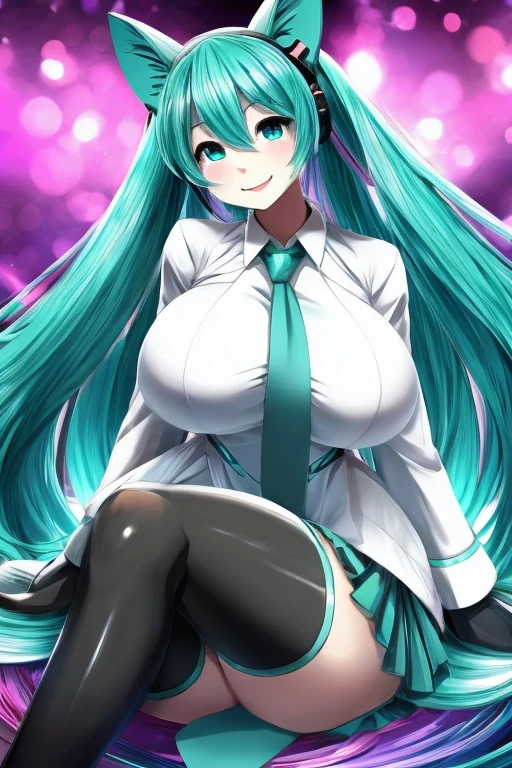 Hatsune miku very pretty and beautiful with very big and huge breasts