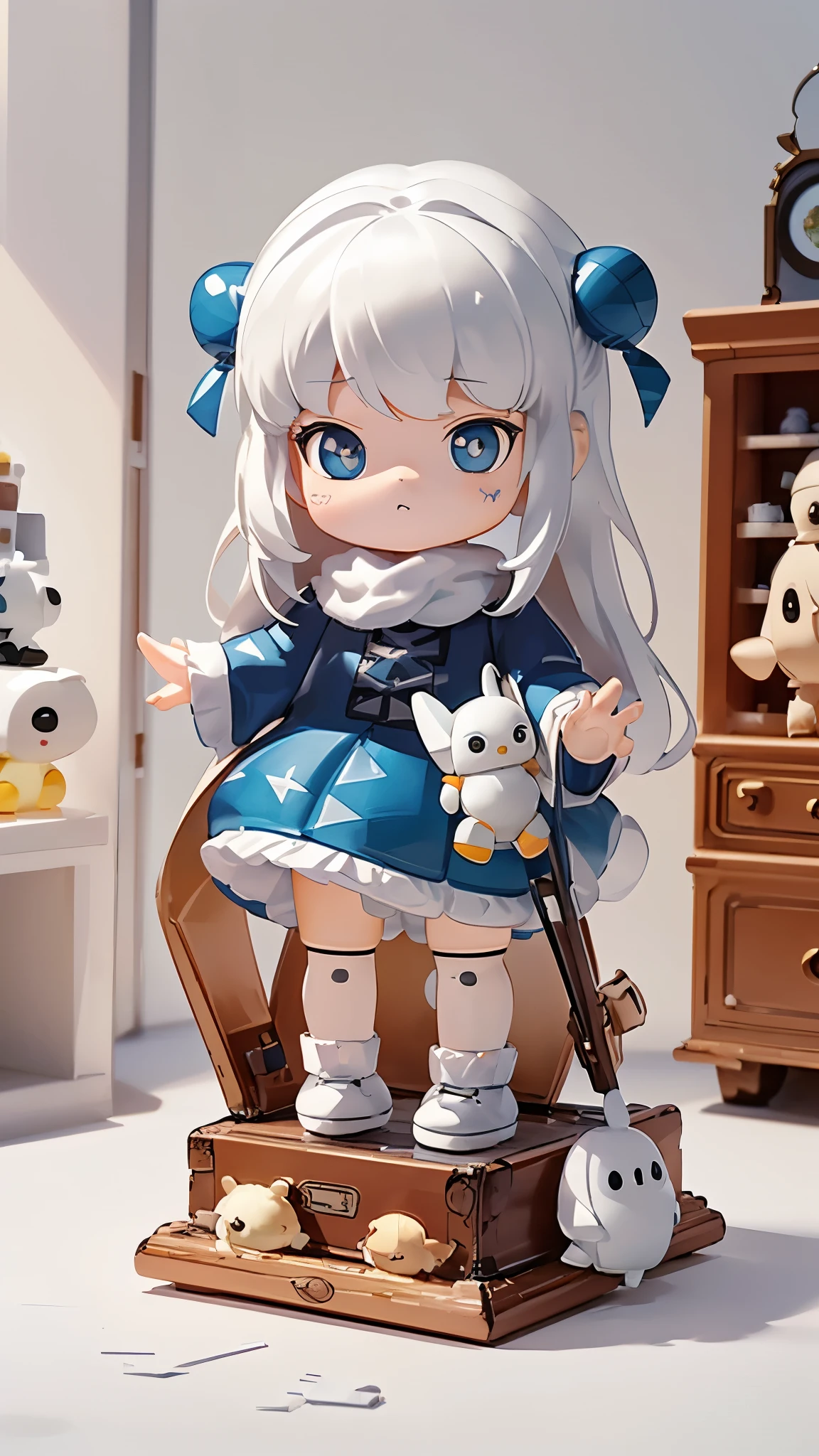 (masterpiece:1.2, Highest quality,High resolution,Super detailed),(Photorealistic Stick),8k,wallpaper,Ultra-fine painting,Snowy Owl Stuffed Toy,cute,A charming face,There is no motivation,Isometric 3D diorama,(There are lots of stuffed toys on display at the toy store.:1.6)