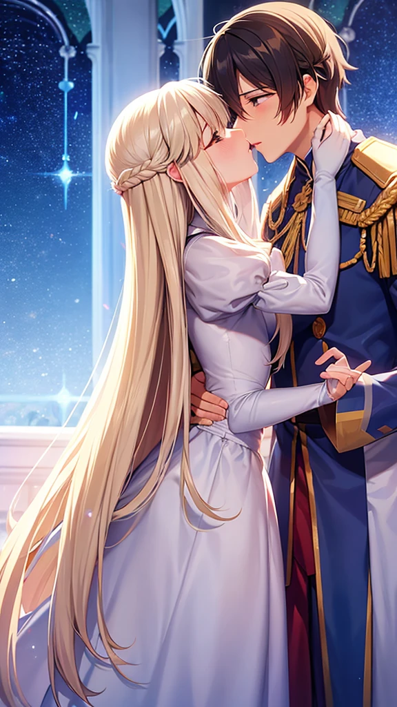 Illyasviel von Einzbern kissing a man anime