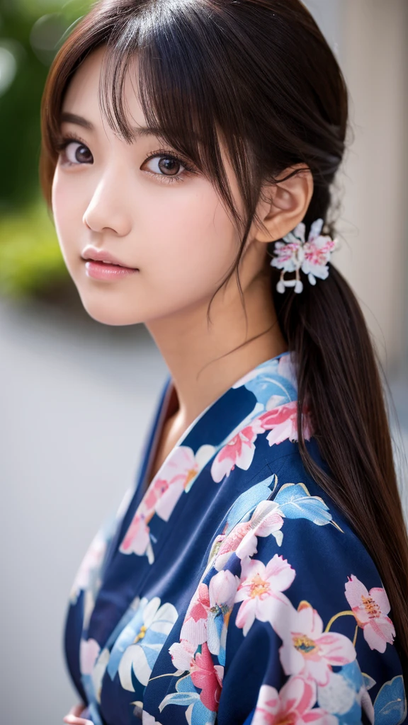 （8k、high resolution、High resolution、Fine details）High resolutionの顔、Zoom out、18 years old、 Beautiful detailed eyes、Random cute hairstyles、Yukata、Natural Makeup、Korean Idol、Ultra wide angle