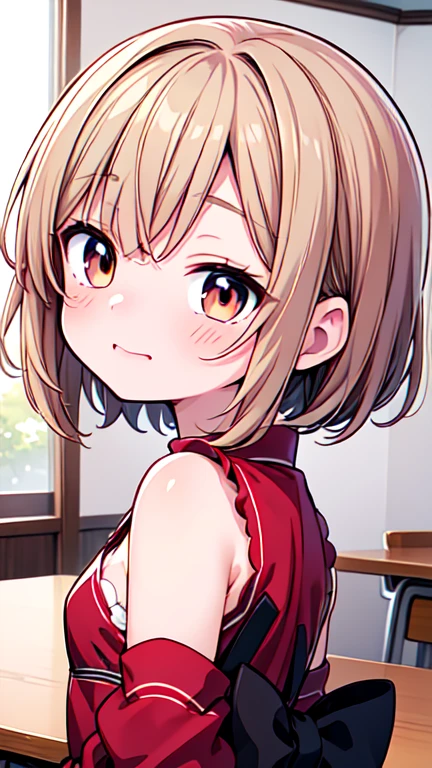Let's think step by step,Highest quality, masterpiece, Ultra-high resolution, 8k,Show anime style ,Soft Line Art, Digital Enhancement, shojo anime touch, shojo manga core, Flowing fabric, close, Soft Drawing, Ultra-Definition Digital Anime Art, Clear facial depiction, Super detailed girl cartoon character art, Ultra-detailed manga style, Highest qualityの色,(((Upper body close-up))), (Tabletop,Highest quality:1.4),(8k,RAW Photos,Like the picture:1.2), Detailed skin,Detailed face,Woman with short brown hair,clear brown eyes, Anatomically perfect hands,A little chubby,Small breasts,Small butt,Japanese Idols,Cute Face,Eyes closed,Mouth open,Laughing happily