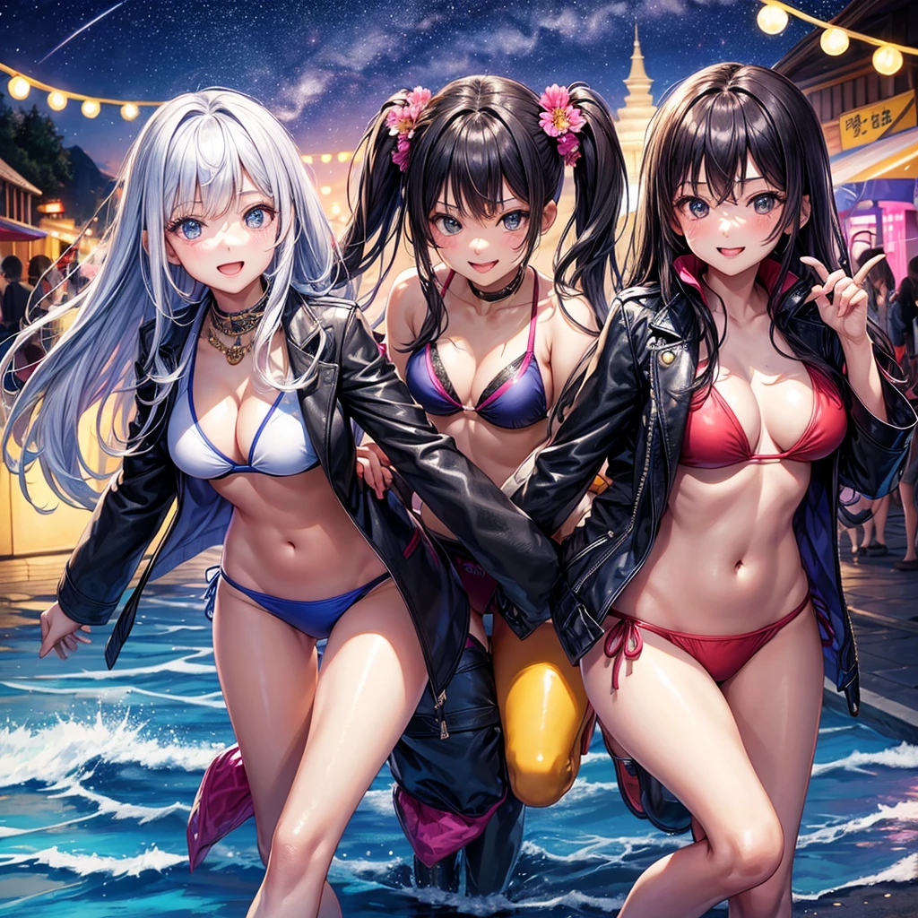 best quality,,smile,blazer,swimsuit,nepal,High-dimensional beautiful girl,leather jacket,Multidimensional beautiful girl,複数人のgirlが描かれている,They are hugging each other,Colorful,Different world,girlの集団,JK,Swimwear,bikini,girl,Sexy and cute,New generation,Evolution of fashion,middle School girlultiple girls are depicted,harem,idol group,starry sky background,photo shoot,long hair,wearing a cardigan,beautiful girlの国,girl's paradise,highest quality,big breasts,leather jacket,happy girl,horny girl,Blue eyes,perfect face,standing position,She has her bangs down,fur jacket,Beautiful eyes,smooth hair,perfect eyes,beautiful girl,Angel Girl,multicolored hair colors,naughty girl,beautiful,High-dimensional beautiful girl,Multidimensional beautiful girl,gathering,Group、,