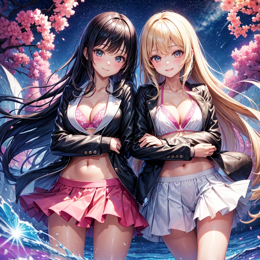 best quality,,smile,blazer,swimsuit,nepal,High-dimensional beautiful girl,leather jacket,Multidimensional beautiful girl,複数人のgirlが描かれている,They are hugging each other,Colorful,Different world,girlの集団,JK,Swimwear,bikini,girl,Sexy and cute,New generation,Evolution of fashion,middle School girlultiple girls are depicted,harem,idol group,starry sky background,photo shoot,long hair,wearing a cardigan,beautiful girlの国,girl's paradise,highest quality,big breasts,leather jacket,happy girl,horny girl,Blue eyes,perfect face,standing position,She has her bangs down,fur jacket,Beautiful eyes,smooth hair,perfect eyes,beautiful girl,Angel Girl,multicolored hair colors,naughty girl,beautiful,High-dimensional beautiful girl,Multidimensional beautiful girl,gathering,Group、,