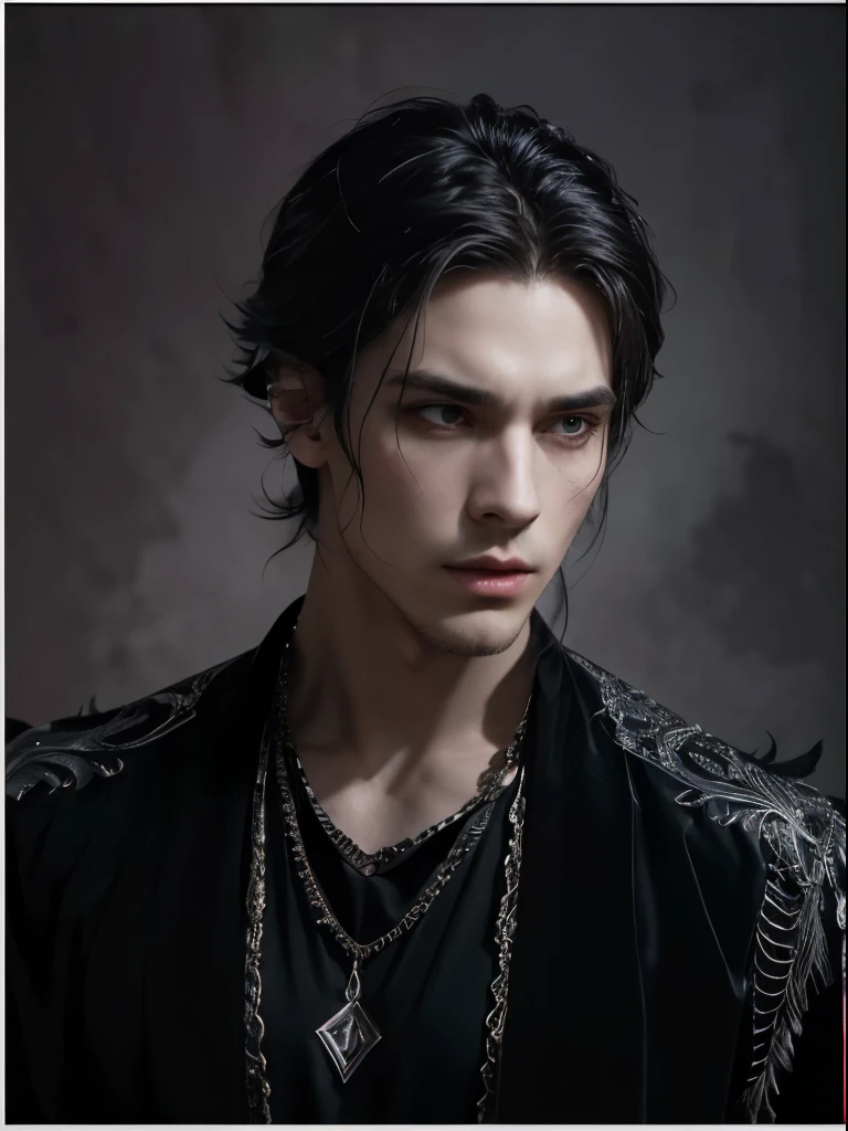 (male black swan), a figure of somber elegance, intense emotion, and powerful transformation. This character represents the darkest, most seductive side of human nature, juxtaposed with grace and beauty, wear an elegant, black costume that combines elements of ballet costume with a modern look, nervous twist. The outfit is adorned with black feathers, suggesting the swan motif, and is designed to accentuate your movements, The scene is poorly lit, with soft, moody lighting that creates an air of mystique. Maybe you're on a stage or in the dark, elegant bedroom that heightens the sense of drama