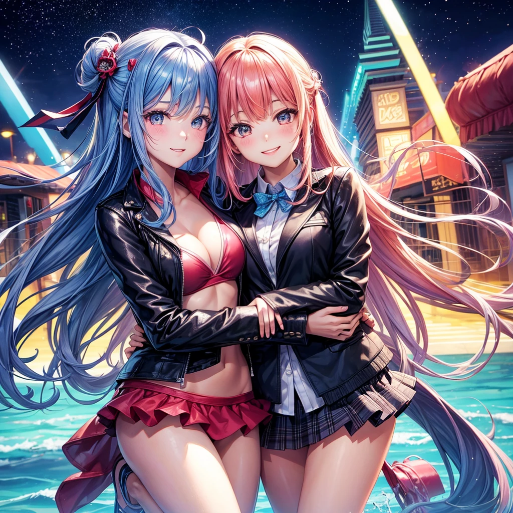 best quality，，smile，blazer，swimsuit，nepal，High-dimensional beautiful girl，leather jacket，Multidimensional beautiful girl，複数人のgirlが描かれている，They are hugging each other，Colorful，Different world，girlの集団，JK，Swimwear，bikini，girl，Sexy and cute，New generation，Evolution of fashion，middle School girlultiple girls are depicted,harem，idol group，starry sky background，photo shoot，long hair，wearing a cardigan，beautiful girlの国，girl&#39;s paradise，highest quality，big breasts，leather jacket，happy girl,horny girl，Blue eyes，perfect face，standing position，She has her bangs down，fur jacket,Beautiful eyes，smooth hair，perfect eyes，beautiful girl，Angel Girl，multicolored hair colors，naughty girl，beautiful，High-dimensional beautiful girl，Multidimensional beautiful girl，gathering，Group、，