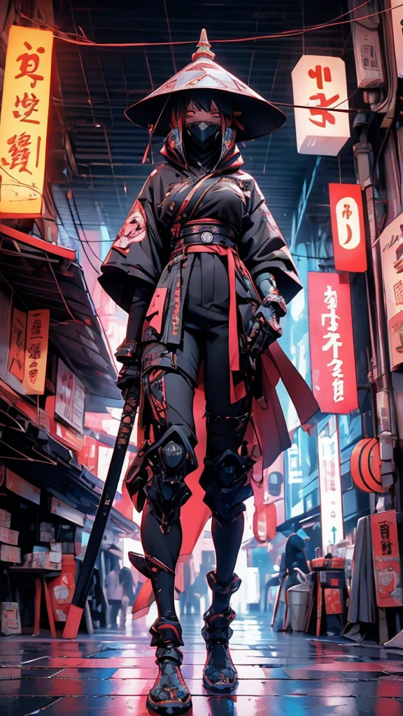 Naruto ,sasuke, hinata ,sakura nomadic robot, in the desert, walking street ,wearing a messy shawl, holding a staff, wearing a large metal hat, rough, rusty, dusty body, thin frame, tall, cyberpunk, Cyborg., Surreal version of a woman holding a sword in her hand, very beautiful cyberpunk samurai, anime cyberpunk art, cyberpunk samurai, cyberpunk anime art, cyberpunk anime, cgsociety 9, technical cyberpunk anime art number, maciej's style kuciara.1girl, 1boy,samurai armor, demon mask helmet, intricate decorations, details, cool colors, metallic, Egyptian details, extremely intricate details, sleek realistic lighting , trends in cgs society, glowing eyes, facing camera, neon details, surreal details, full body portraits, Japanese atmosphere, global illumination, shadows, octane rendering, 8k, super sharp. great lolita.fix body, naruto anime