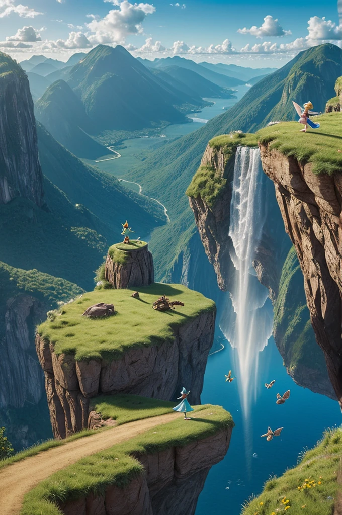 Stich and TinkerBell in a landscape