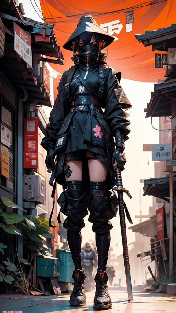 Naruto ,sasuke, hinata ,sakura nomadic robot, in the desert, walking street ,wearing a messy shawl, holding a staff, wearing a large metal hat, rough, rusty, dusty body, thin frame, tall, cyberpunk, Cyborg., Surreal version of a woman holding a sword in her hand, very beautiful cyberpunk samurai, anime cyberpunk art, cyberpunk samurai, cyberpunk anime art, cyberpunk anime, cgsociety 9, technical cyberpunk anime art number, maciej's style kuciara.1girl, 1boy,samurai armor, demon mask helmet, intricate decorations, details, cool colors, metallic, Egyptian details, extremely intricate details, sleek realistic lighting , trends in cgs society, glowing eyes, facing camera, neon details, surreal details, full body portraits, Japanese atmosphere, global illumination, shadows, octane rendering, 8k, super sharp. great lolita.fix body, naruto anime