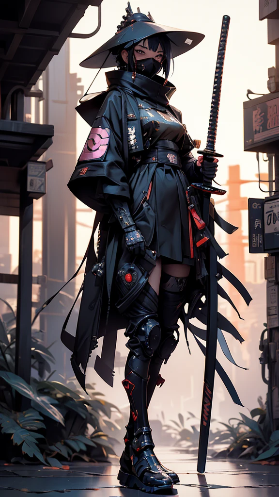 Naruto ,sasuke, hinata ,sakura nomadic robot, in the desert, walking street ,wearing a messy shawl, holding a staff, wearing a large metal hat, rough, rusty, dusty body, thin frame, tall, cyberpunk, Cyborg., Surreal version of a woman holding a sword in her hand, very beautiful cyberpunk samurai, anime cyberpunk art, cyberpunk samurai, cyberpunk anime art, cyberpunk anime, cgsociety 9, technical cyberpunk anime art number, maciej's style kuciara.1girl, 1boy,samurai armor, demon mask helmet, intricate decorations, details, cool colors, metallic, Egyptian details, extremely intricate details, sleek realistic lighting , trends in cgs society, glowing eyes, facing camera, neon details, surreal details, full body portraits, Japanese atmosphere, global illumination, shadows, octane rendering, 8k, super sharp. great lolita.fix body, naruto anime