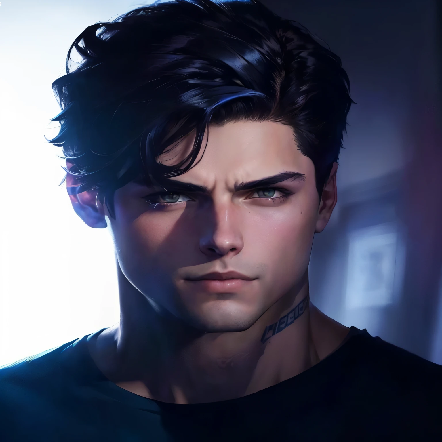 Image of a man with a tattoo on his chest, portrait of jughead jones, inspired by Adam Dario Keel, Percy Jackson, Jughead Jones adolescente, by Adam Dario Keel, Rafael Personaz, semideus, Damian Kryzwonos, really beautiful face!!, harsh good looking face, Archie Andrews, profile pic, promo image, Gotham