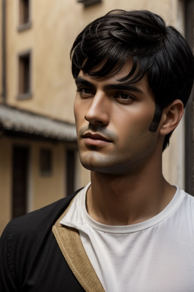 make me a boy, black hair, dark brown eyes, White skin, Italian mafioso